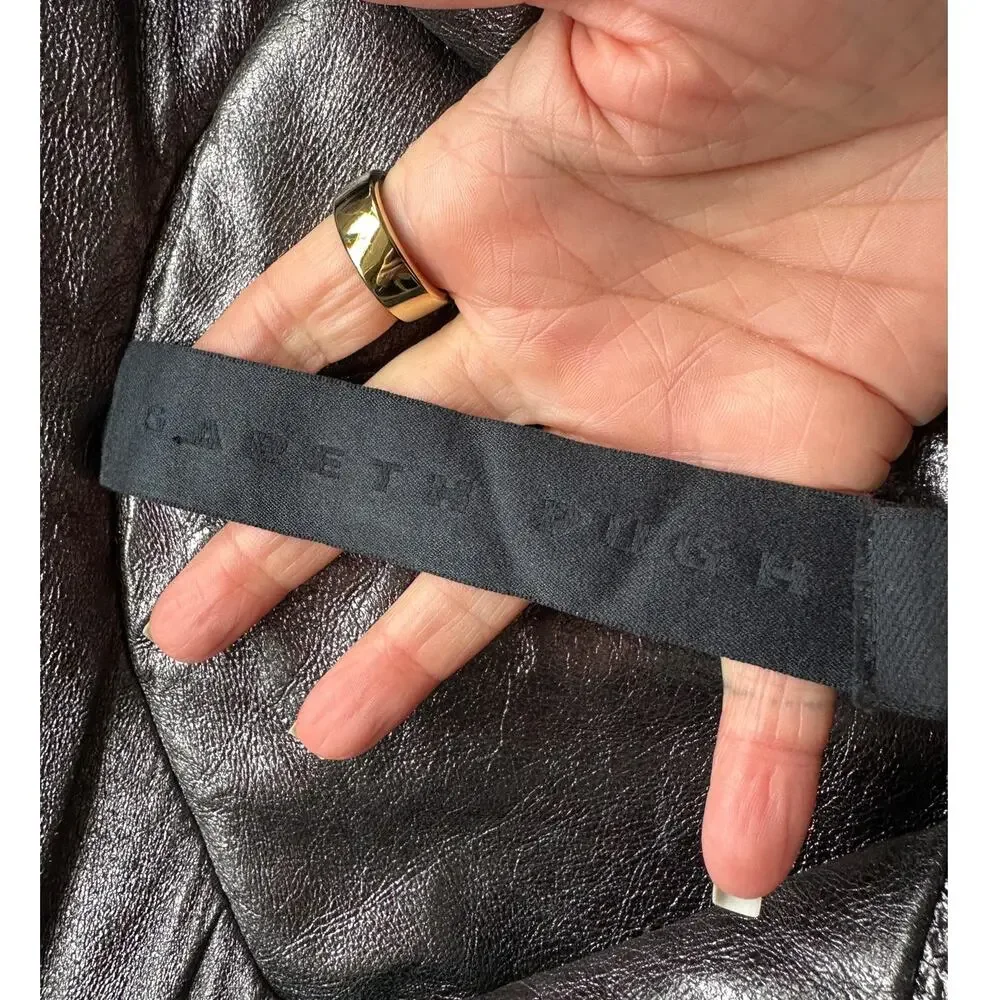 Gareth Pugh gunmetal calf leather cropped jacket women’s 10 draped zip - Picture 10 of 16